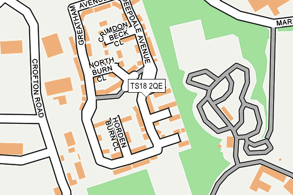 TS18 2QE map - OS OpenMap – Local (Ordnance Survey)