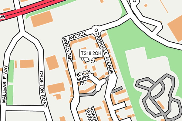 TS18 2QH map - OS OpenMap – Local (Ordnance Survey)