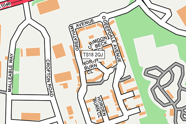 TS18 2QJ map - OS OpenMap – Local (Ordnance Survey)