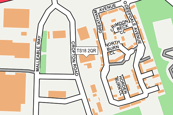 TS18 2QR map - OS OpenMap – Local (Ordnance Survey)