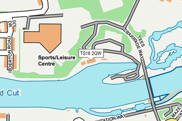 TS18 2QW map - OS OpenMap – Local (Ordnance Survey)