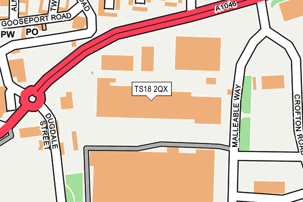 TS18 2QX map - OS OpenMap – Local (Ordnance Survey)