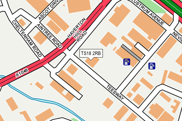 TS18 2RB map - OS OpenMap – Local (Ordnance Survey)