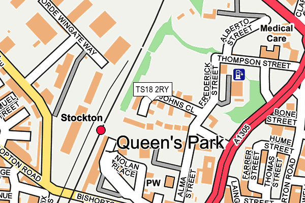TS18 2RY map - OS OpenMap – Local (Ordnance Survey)