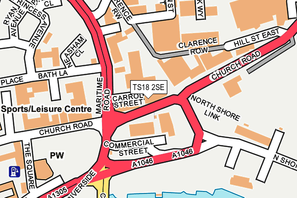 TS18 2SE map - OS OpenMap – Local (Ordnance Survey)