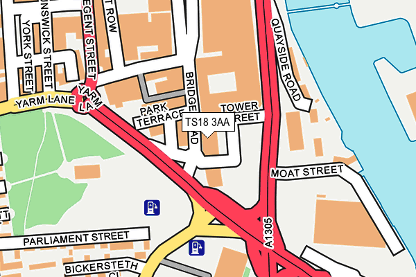 TS18 3AA map - OS OpenMap – Local (Ordnance Survey)