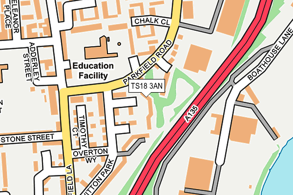 TS18 3AN map - OS OpenMap – Local (Ordnance Survey)