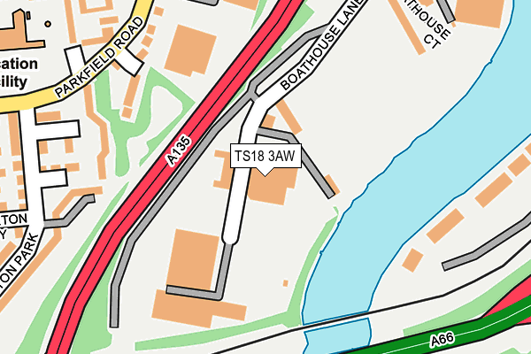 TS18 3AW map - OS OpenMap – Local (Ordnance Survey)