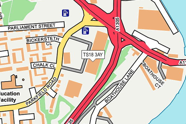 TS18 3AY map - OS OpenMap – Local (Ordnance Survey)