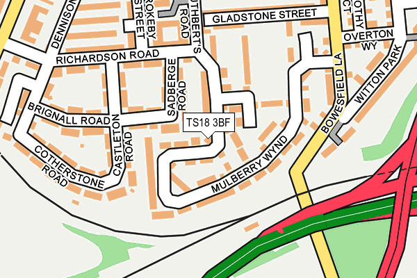 TS18 3BF map - OS OpenMap – Local (Ordnance Survey)