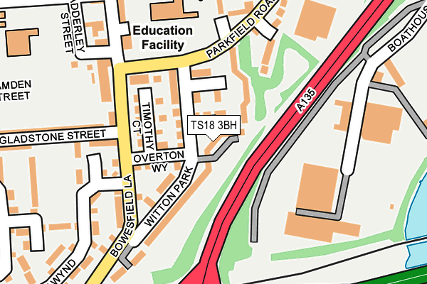TS18 3BH map - OS OpenMap – Local (Ordnance Survey)