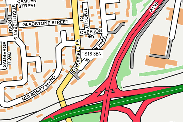 TS18 3BN map - OS OpenMap – Local (Ordnance Survey)