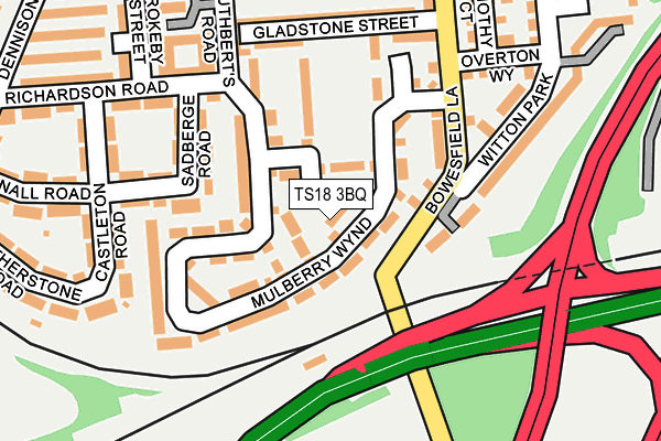 TS18 3BQ map - OS OpenMap – Local (Ordnance Survey)