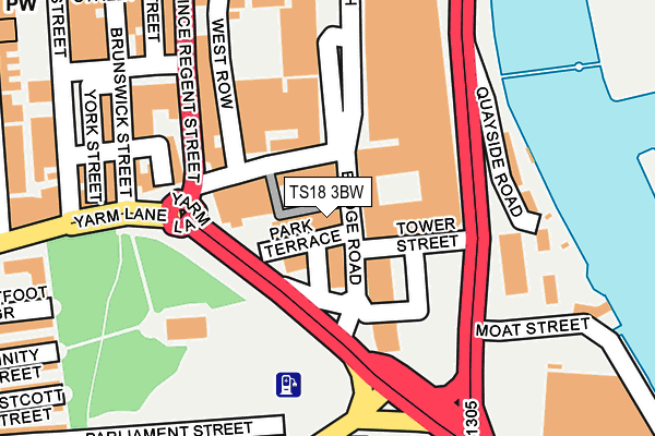 TS18 3BW map - OS OpenMap – Local (Ordnance Survey)