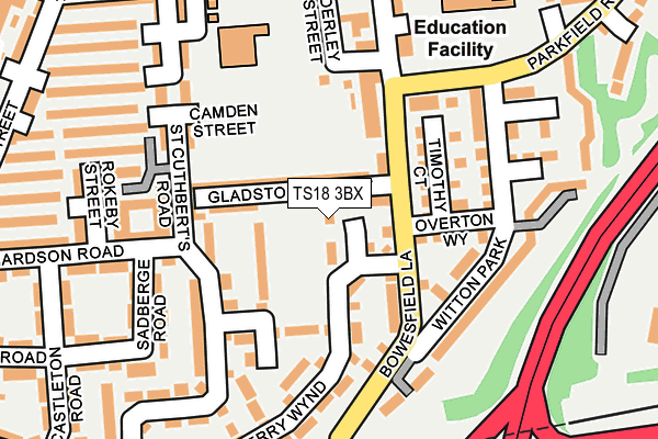 TS18 3BX map - OS OpenMap – Local (Ordnance Survey)