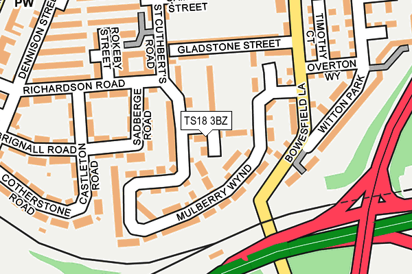 TS18 3BZ map - OS OpenMap – Local (Ordnance Survey)