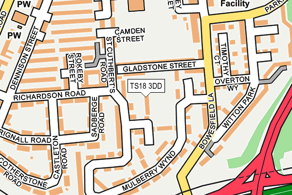 TS18 3DD map - OS OpenMap – Local (Ordnance Survey)