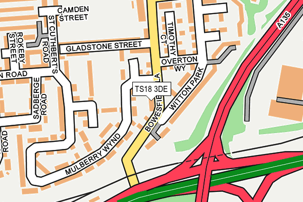 TS18 3DE map - OS OpenMap – Local (Ordnance Survey)