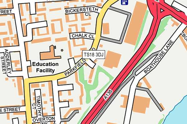 TS18 3DJ map - OS OpenMap – Local (Ordnance Survey)