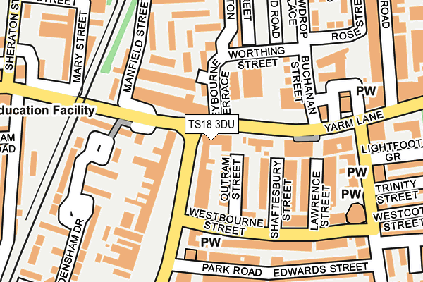 TS18 3DU map - OS OpenMap – Local (Ordnance Survey)