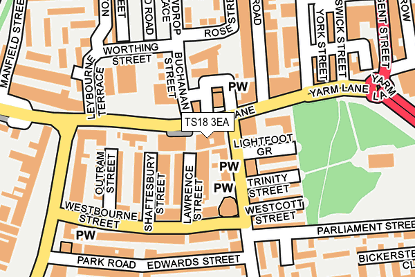 TS18 3EA map - OS OpenMap – Local (Ordnance Survey)