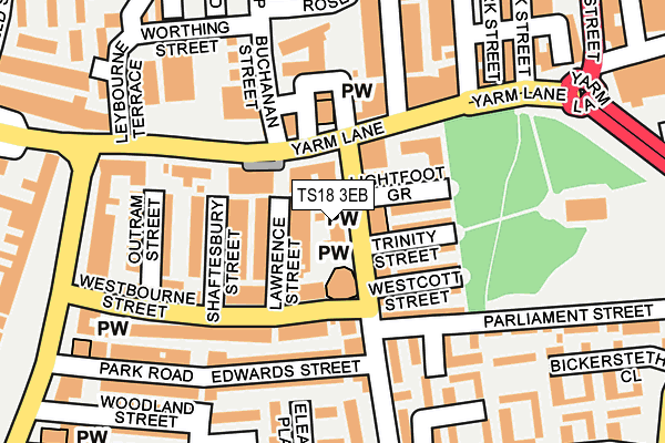 TS18 3EB map - OS OpenMap – Local (Ordnance Survey)