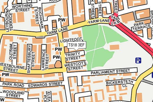 TS18 3EF map - OS OpenMap – Local (Ordnance Survey)