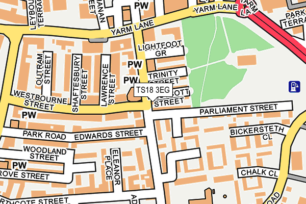 TS18 3EG map - OS OpenMap – Local (Ordnance Survey)