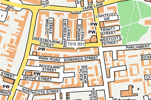 TS18 3EH map - OS OpenMap – Local (Ordnance Survey)