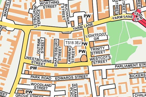 TS18 3EJ map - OS OpenMap – Local (Ordnance Survey)