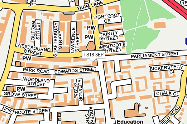 TS18 3EP map - OS OpenMap – Local (Ordnance Survey)