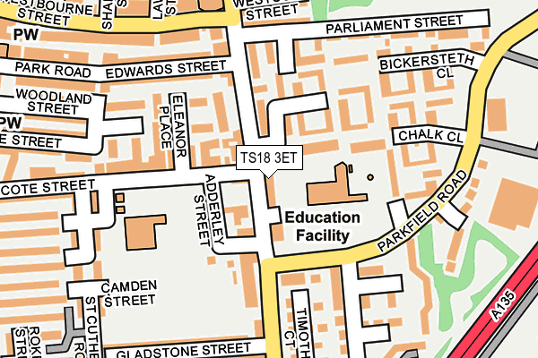 TS18 3ET map - OS OpenMap – Local (Ordnance Survey)