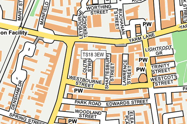 TS18 3EW map - OS OpenMap – Local (Ordnance Survey)