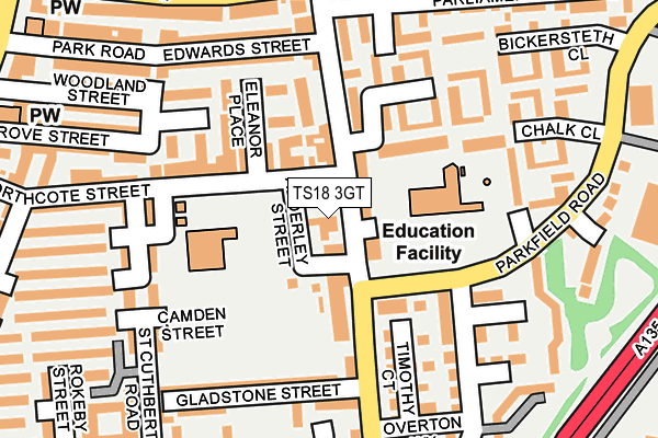 TS18 3GT map - OS OpenMap – Local (Ordnance Survey)