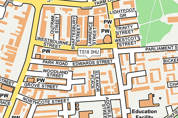 TS18 3HU map - OS OpenMap – Local (Ordnance Survey)