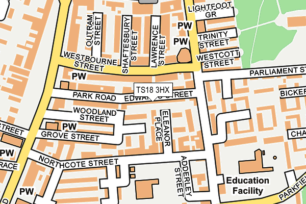 TS18 3HX map - OS OpenMap – Local (Ordnance Survey)