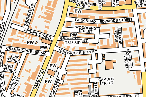 TS18 3JD map - OS OpenMap – Local (Ordnance Survey)