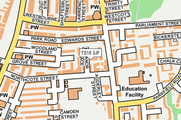 TS18 3JF map - OS OpenMap – Local (Ordnance Survey)