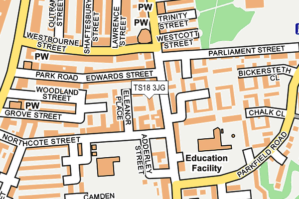 TS18 3JG map - OS OpenMap – Local (Ordnance Survey)