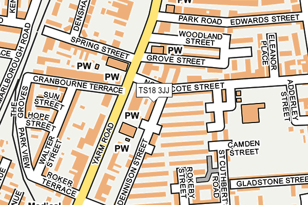 TS18 3JJ map - OS OpenMap – Local (Ordnance Survey)