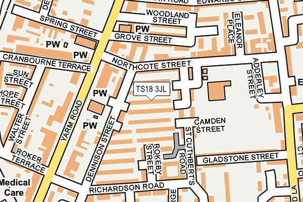 TS18 3JL map - OS OpenMap – Local (Ordnance Survey)