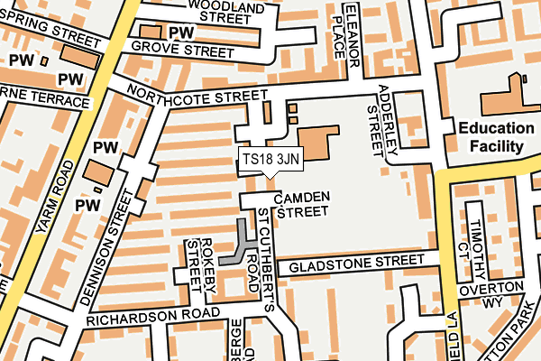 TS18 3JN map - OS OpenMap – Local (Ordnance Survey)