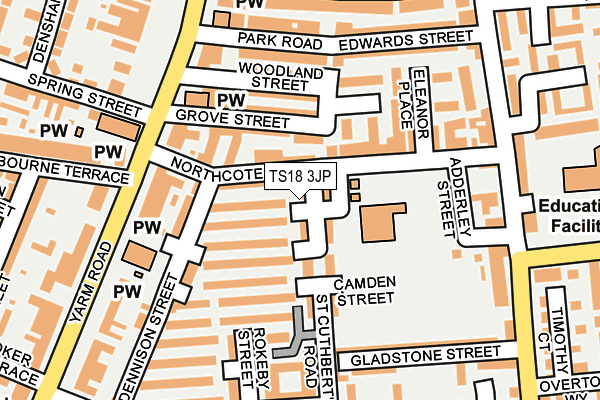 TS18 3JP map - OS OpenMap – Local (Ordnance Survey)