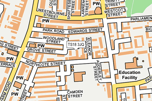 TS18 3JQ map - OS OpenMap – Local (Ordnance Survey)