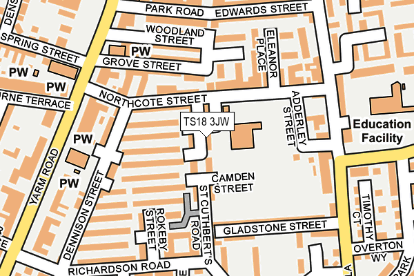 TS18 3JW map - OS OpenMap – Local (Ordnance Survey)