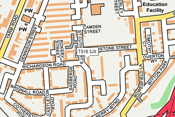 TS18 3JX map - OS OpenMap – Local (Ordnance Survey)