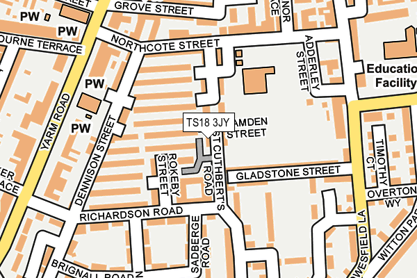 TS18 3JY map - OS OpenMap – Local (Ordnance Survey)