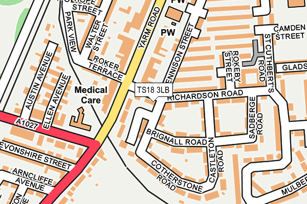 TS18 3LB map - OS OpenMap – Local (Ordnance Survey)