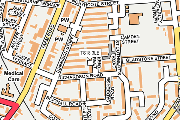 TS18 3LE map - OS OpenMap – Local (Ordnance Survey)