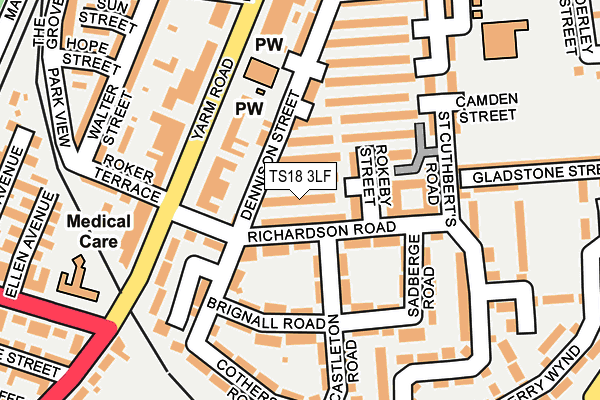 TS18 3LF map - OS OpenMap – Local (Ordnance Survey)